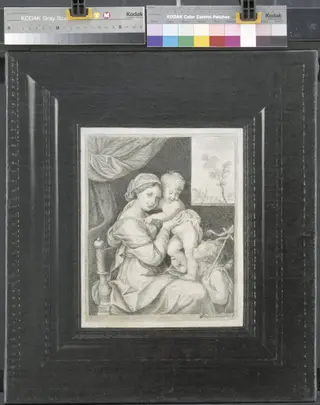 Trompe l'Oeil of a Framed Print of Mary with the Child