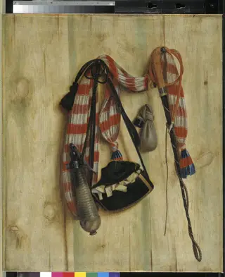 Trompe l'Oeil with Riding Whip and Letter Bag