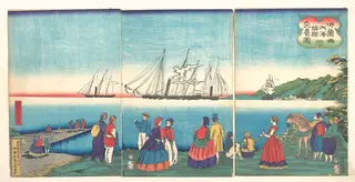 仏蘭西大湊諸国交易図|Illustration of a Large French Port Trading with Many Nations (Furansukoku oominato shokoku kōeki zu)