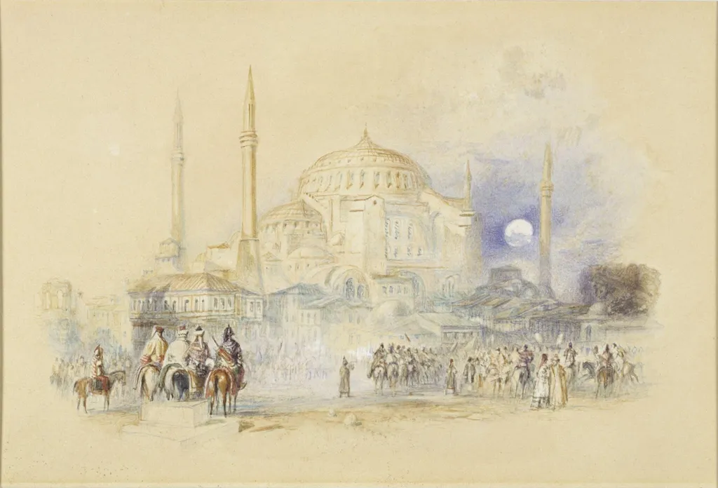 Hagia Sophia, Constantinople, by Turner, watercolor, 1800