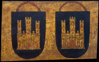 Two coats of arms with three-towered castles