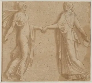 Two figures dancing