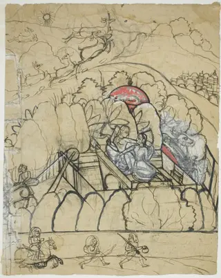 Two Ladies Converse at a Step-Well (Baoli) in a Walled Garden