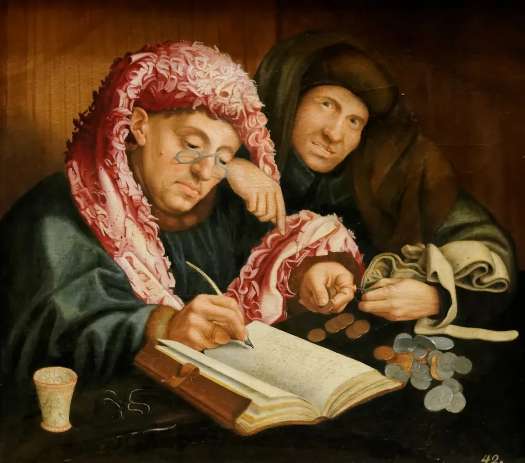 Two tax collectors (partial copy), oil, 1550