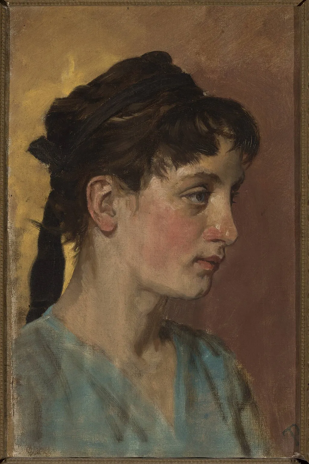 Portrait of a young woman, by Tytus Pilecki, oil, 1900