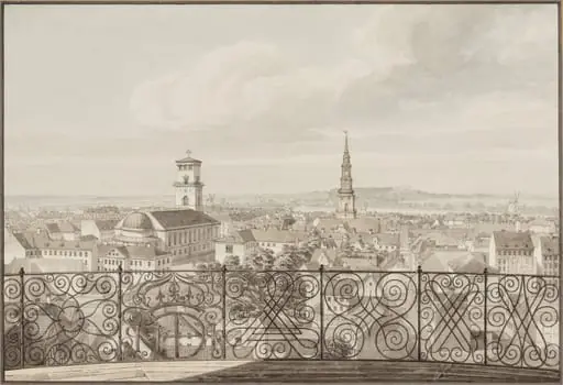 Udsigt fra Rundetårn over København til Frederiksberg Slot