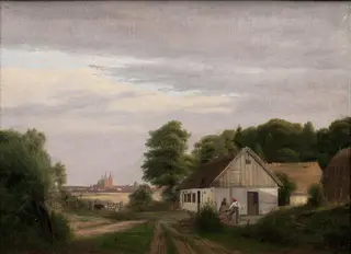 Udsigt mod Roskilde fra et husmandssted