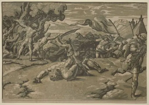 David Slaying Goliath, by Ugo da Carpi