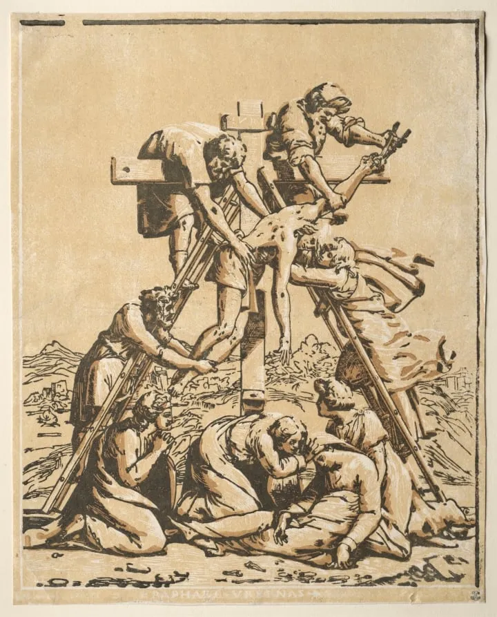 Descent from the Cross, by Ugo da Carpi, 1518