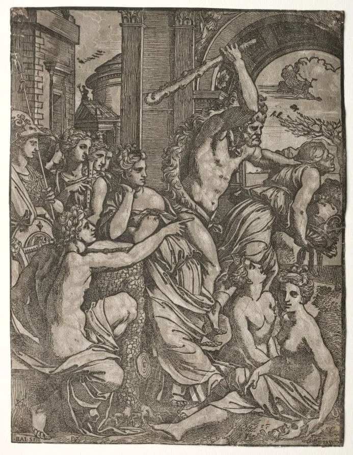Hercules Driving Envy from the Temple of the Muses, by Ugo da Carpi, 1523