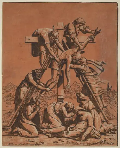 The Descent from the Cross, by Ugo da Carpi