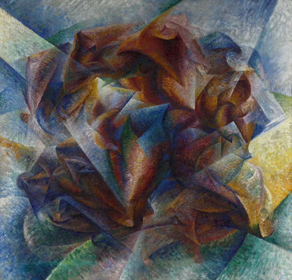 Dynamism of a Soccer Player, by Umberto Boccioni, oil, 1913
