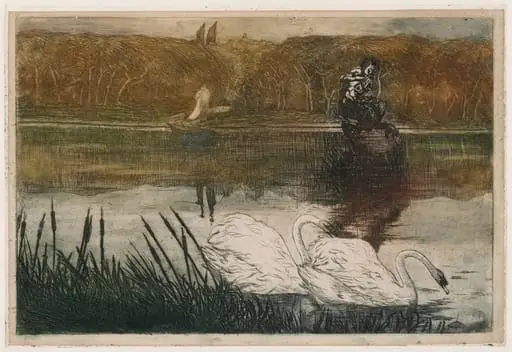 Lake with Swans, by Umberto Boccioni