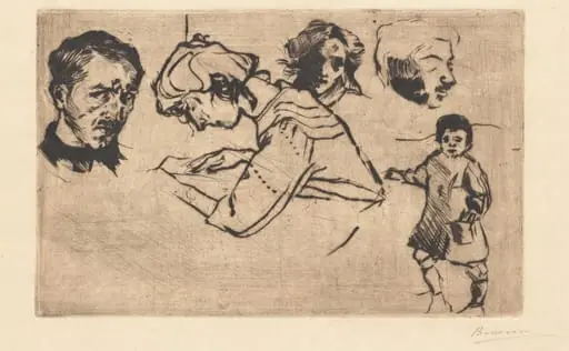 Self-Portrait with Four Other Studies, by Umberto Boccioni