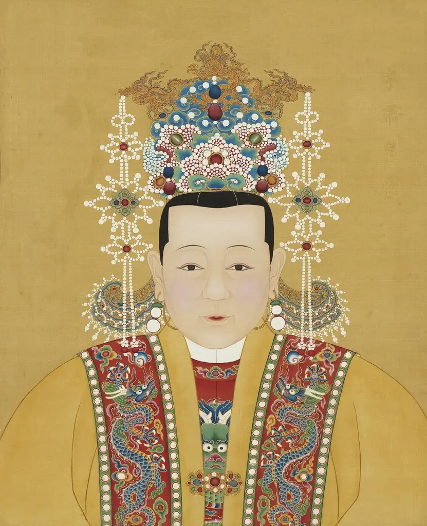 明代帝后半身像册(一)-孝肃皇后, by Unknown