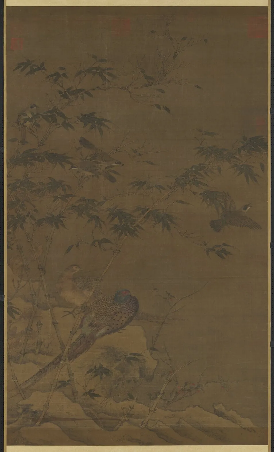 宋人翠竹翎毛 軸, by Unknown, unspecified, 1100