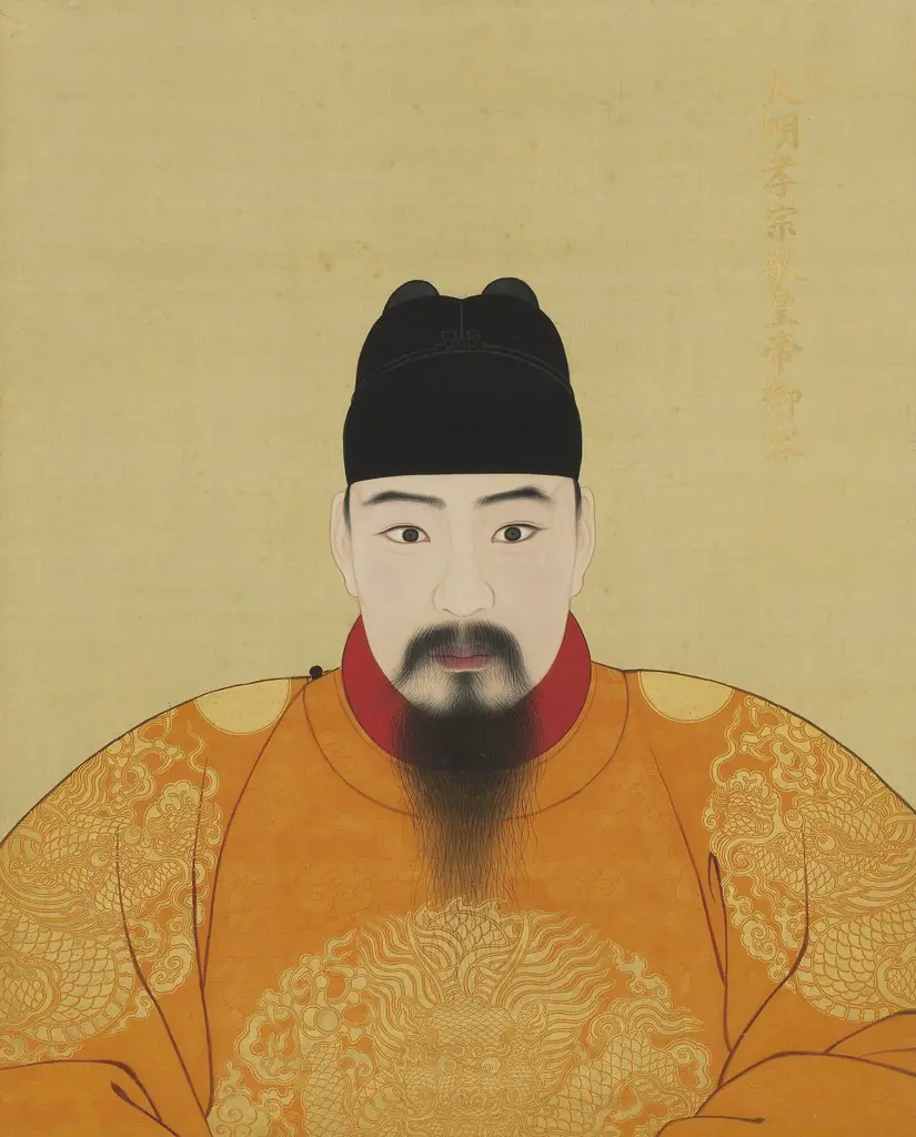 明代帝后半身像册(一)-孝宗敬皇帝, by Unknown