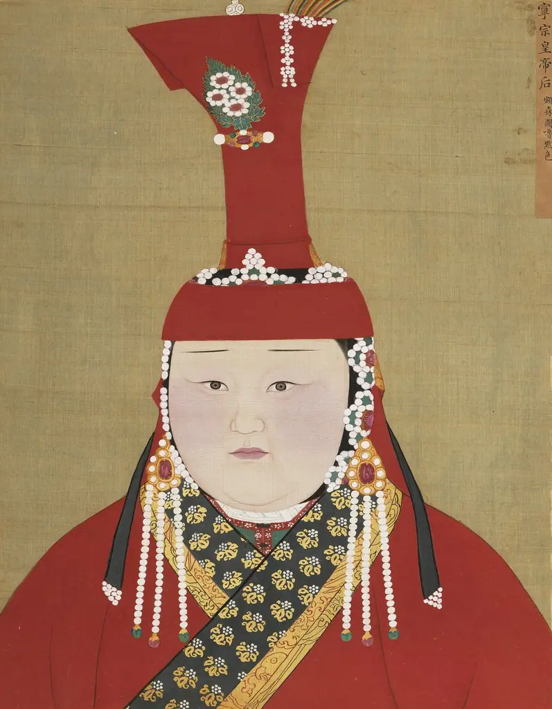 元代后半身像册-宁宗皇后 额森图噜默色, by Unknown