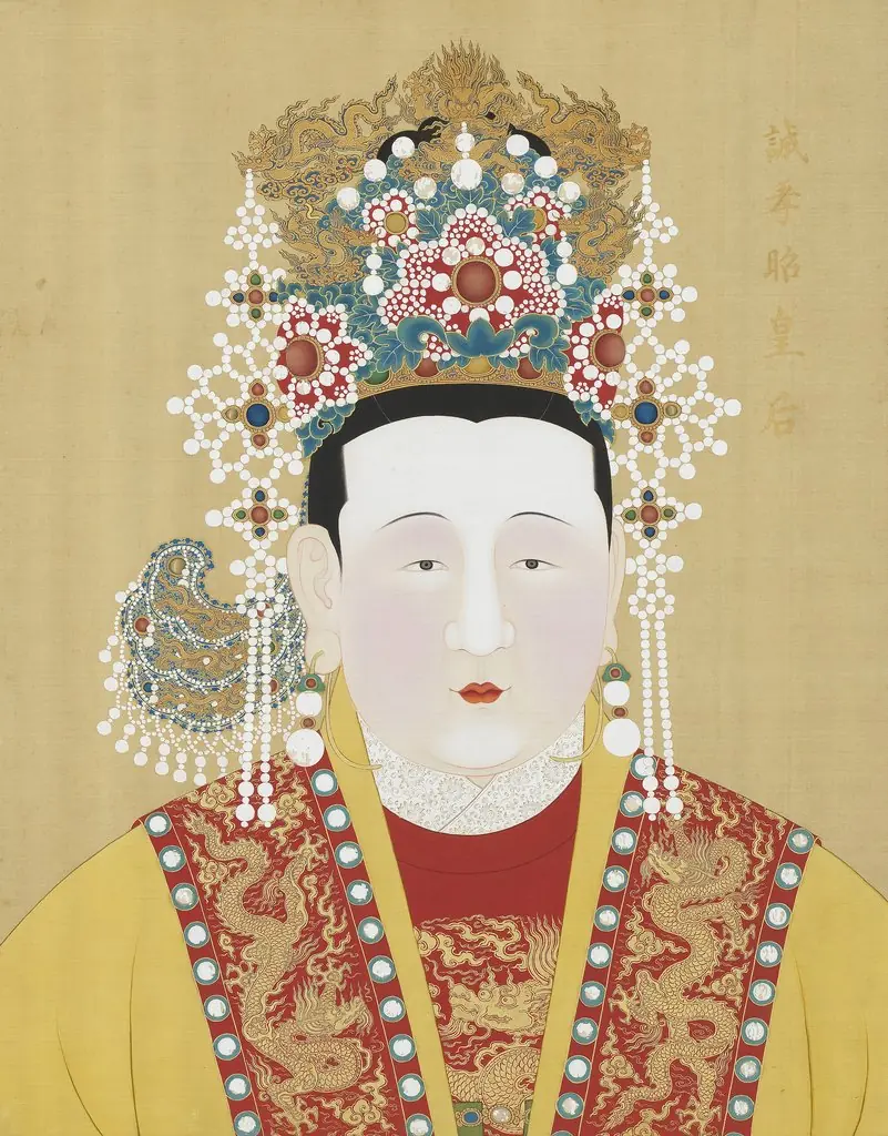 明代帝后半身像册(一)-诚孝昭皇后, by Unknown