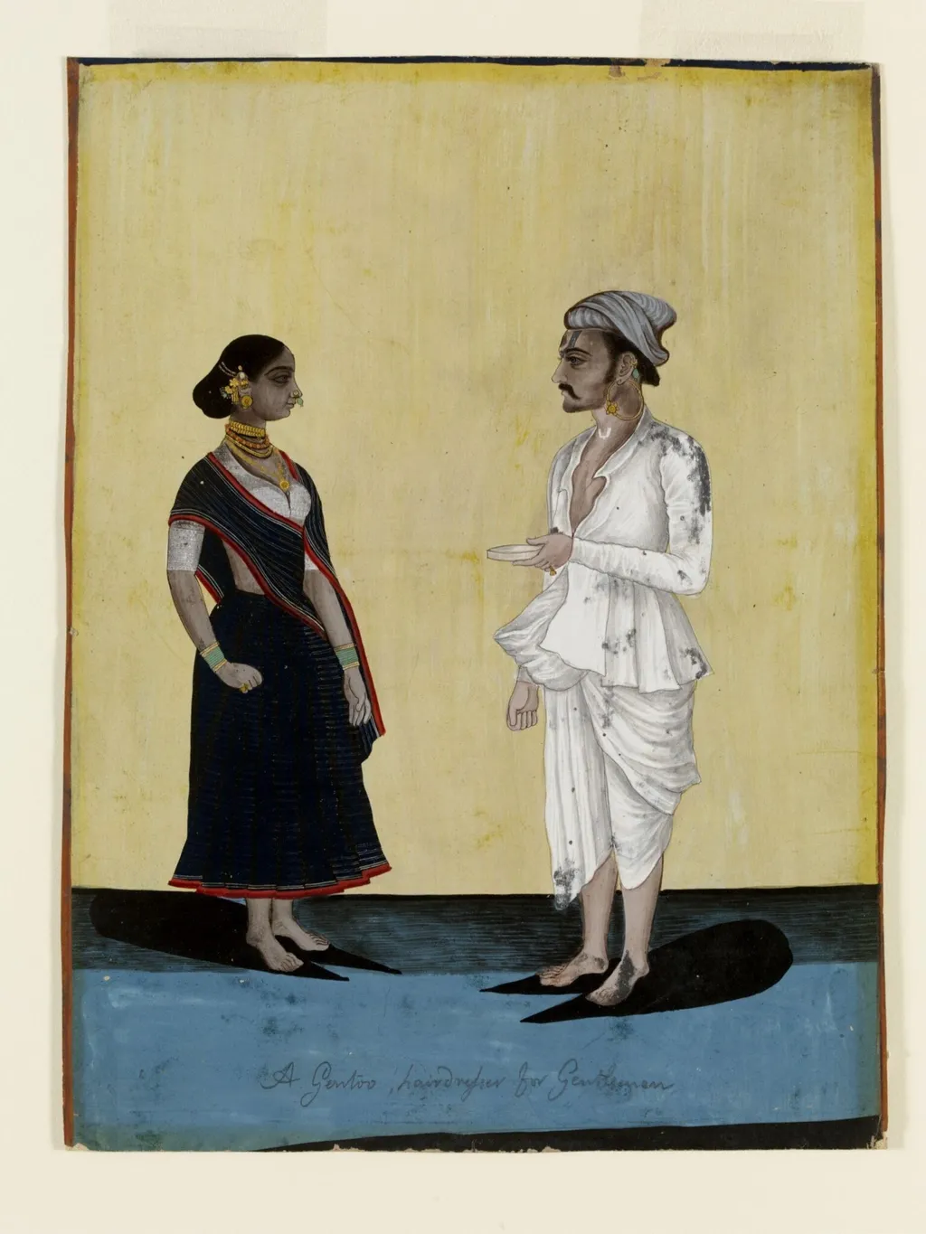A barber and his wife, by Unknown, paint, 1790