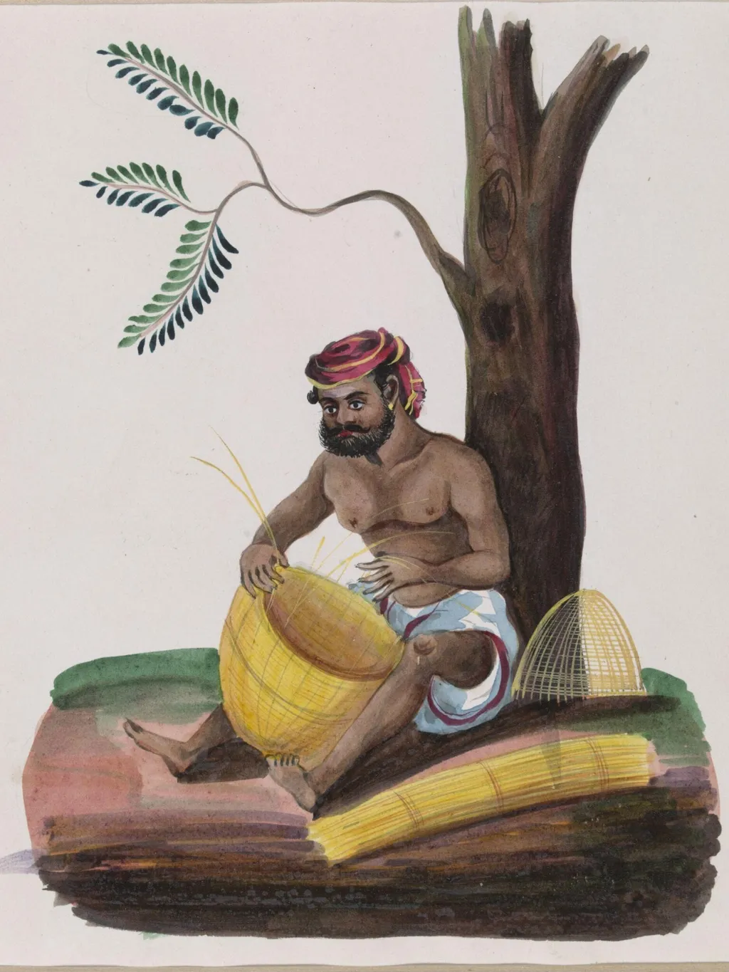A Basket-maker, by Unknown, paint, 1870