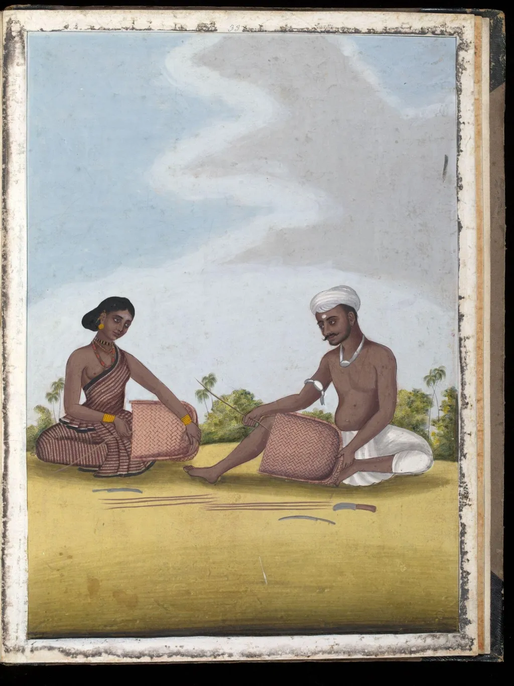 A basket-maker and his wife, by Unknown, paint, 1805