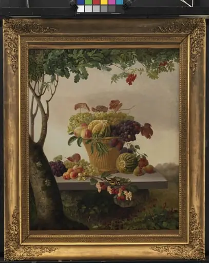 A Basket of Fruit in a Landscape, by Unknown