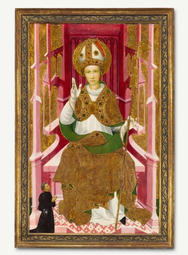 A Bishop Saint with a Donor (Saint Louis of Toulouse?), by Unknown, unspecified, 1404