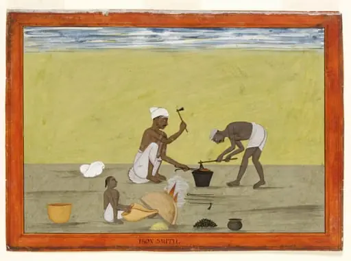 A blacksmith and his assistant, by Unknown