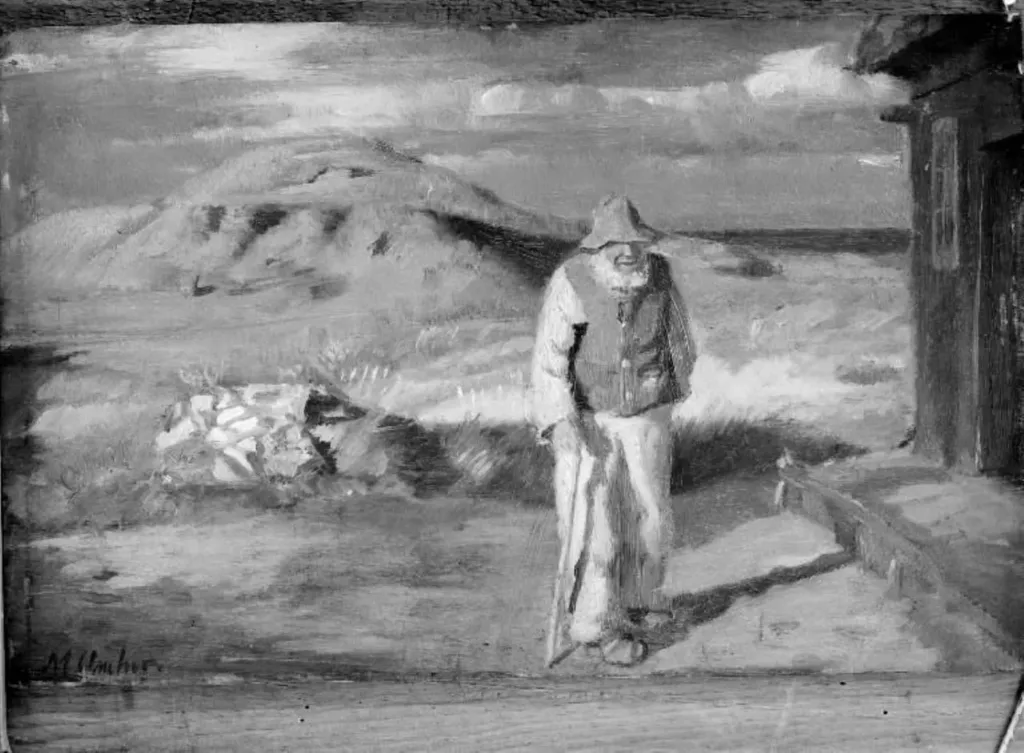 A Blind Man Outside his House, by Unknown, 1850