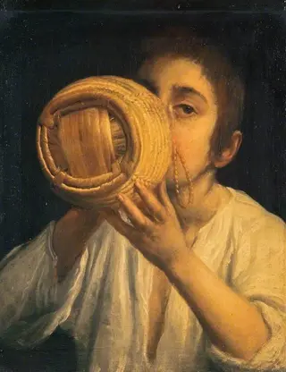 A Boy Drinking from a Flask, by Unknown, 1662