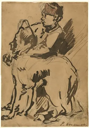 A Boy Holding His Dog, by Unknown