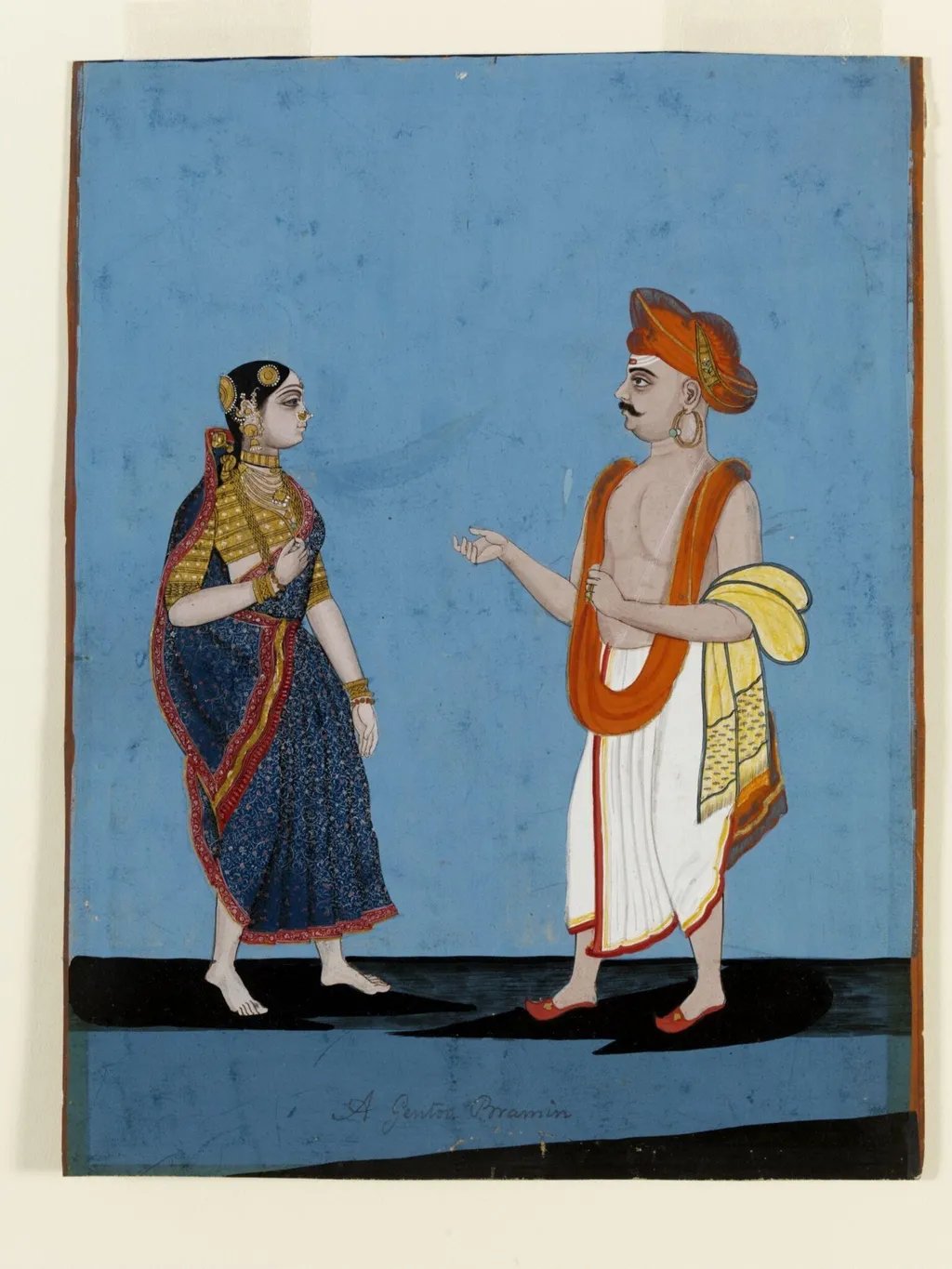 A Brahmin and his wife, by Unknown, paint, 1790
