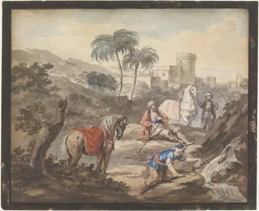 A Caravan halting and refreshing itself, by Unknown