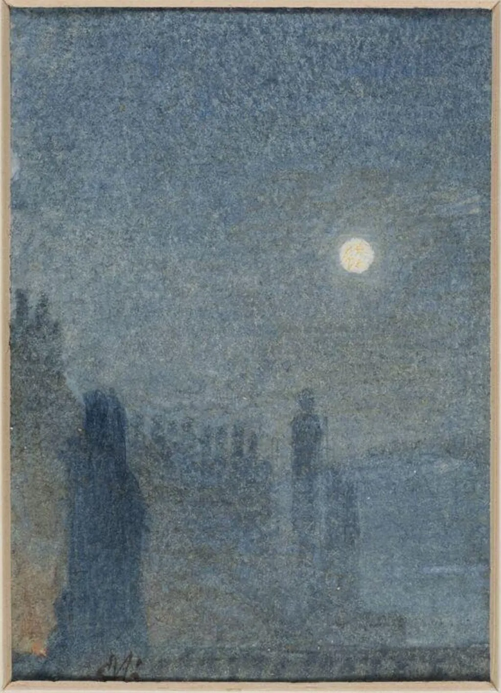 A Castle by Moonlight, by Unknown, watercolor, 1868