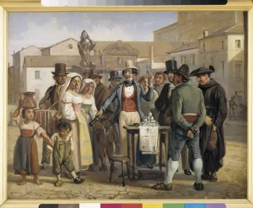 A Charlatan Selling Blacking in the Piazza Barberini in Rome, by Unknown