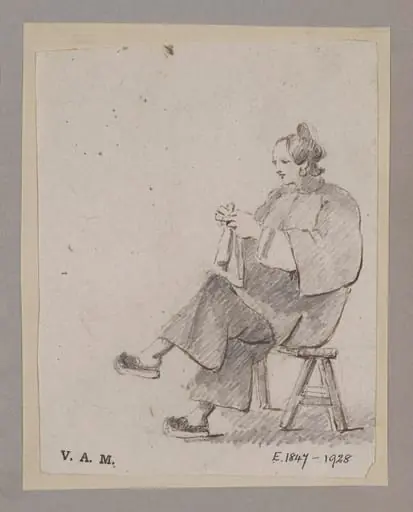 A Chinese woman seated on a stool, by Unknown