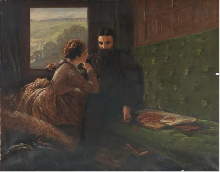 A Conversation in the Train, by Unknown, oil