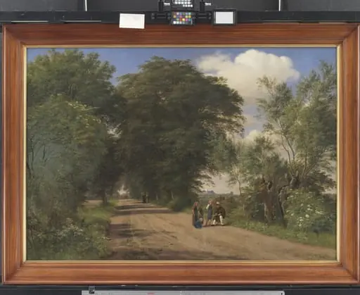 A Country Road near Vognserup Manor, Zealand. The Painter J.Th. Lundbye Sketching by the Roadside, by Unknown