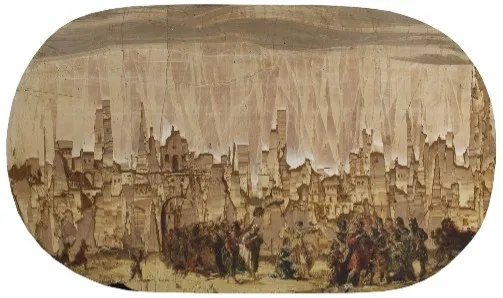 A Crowd at City Gates, by Unknown, unspecified