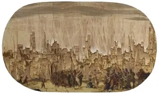 A Crowd at City Gates, by Unknown