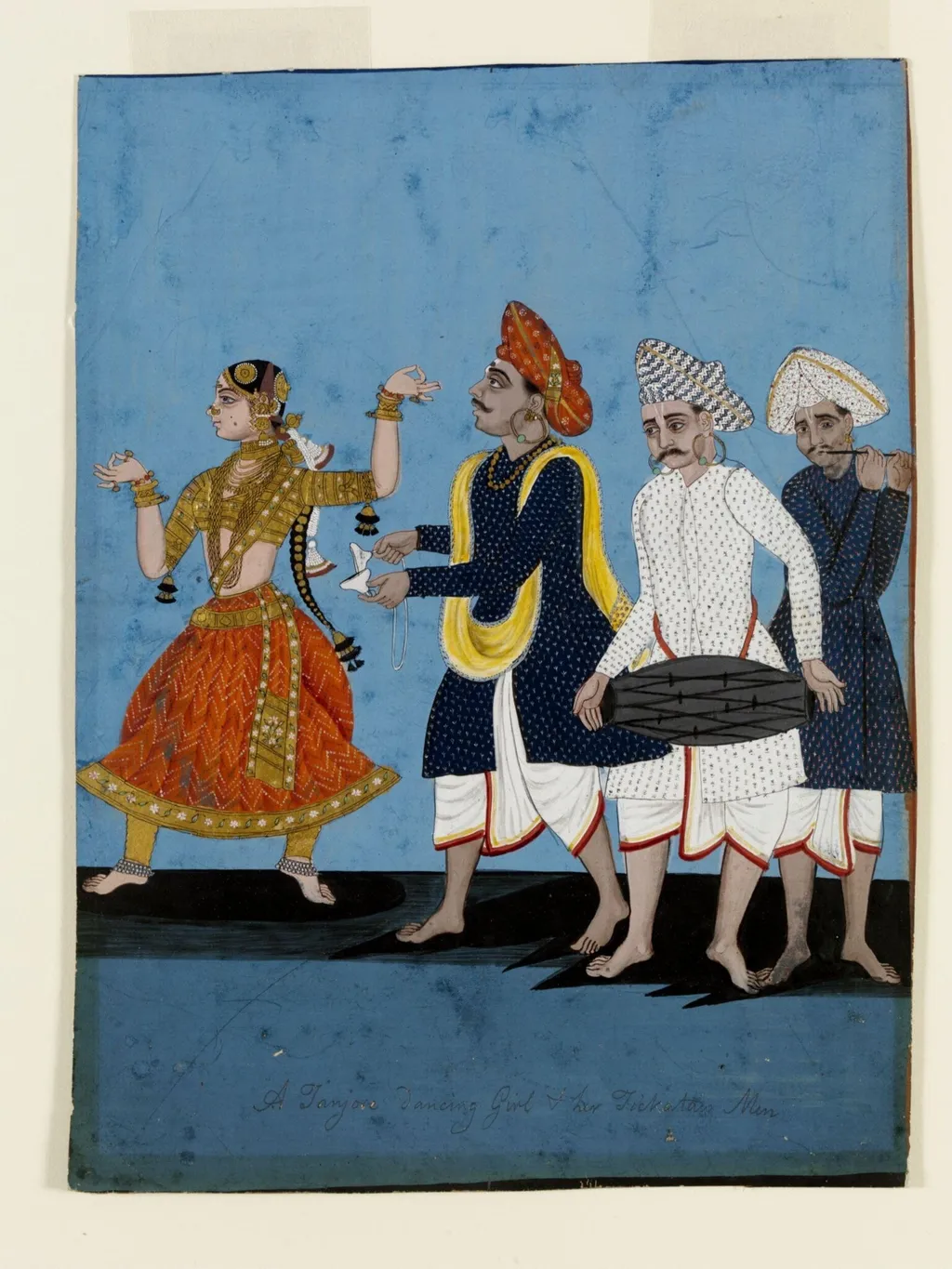 A dancing- girl with three musicians, by Unknown, paint, 1790