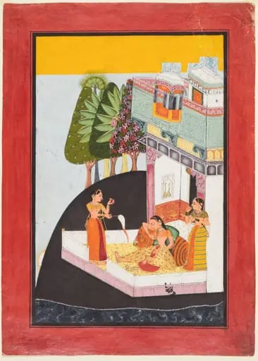 A Disconsolate Lady on a Terrace with Attendants, by Unknown