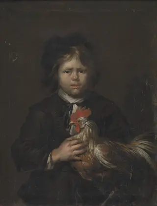 A Farm Boy with a Cock, by Unknown, 1650