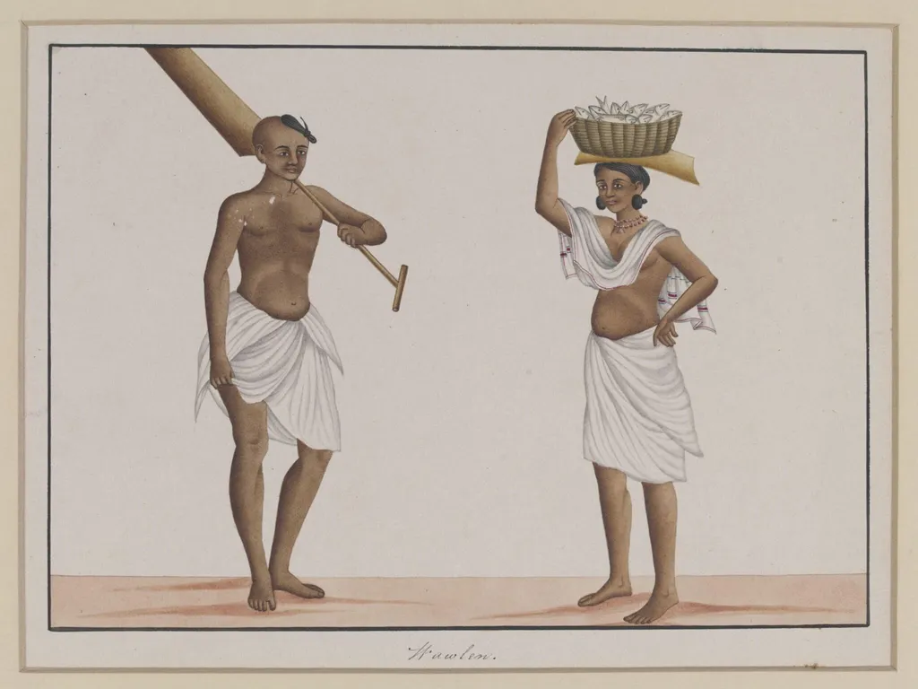 A fisherman and his wife, by Unknown, paint, 1830