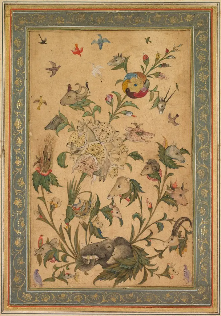 A floral fantasy of animals and birds (Waq-waq), by Unknown
