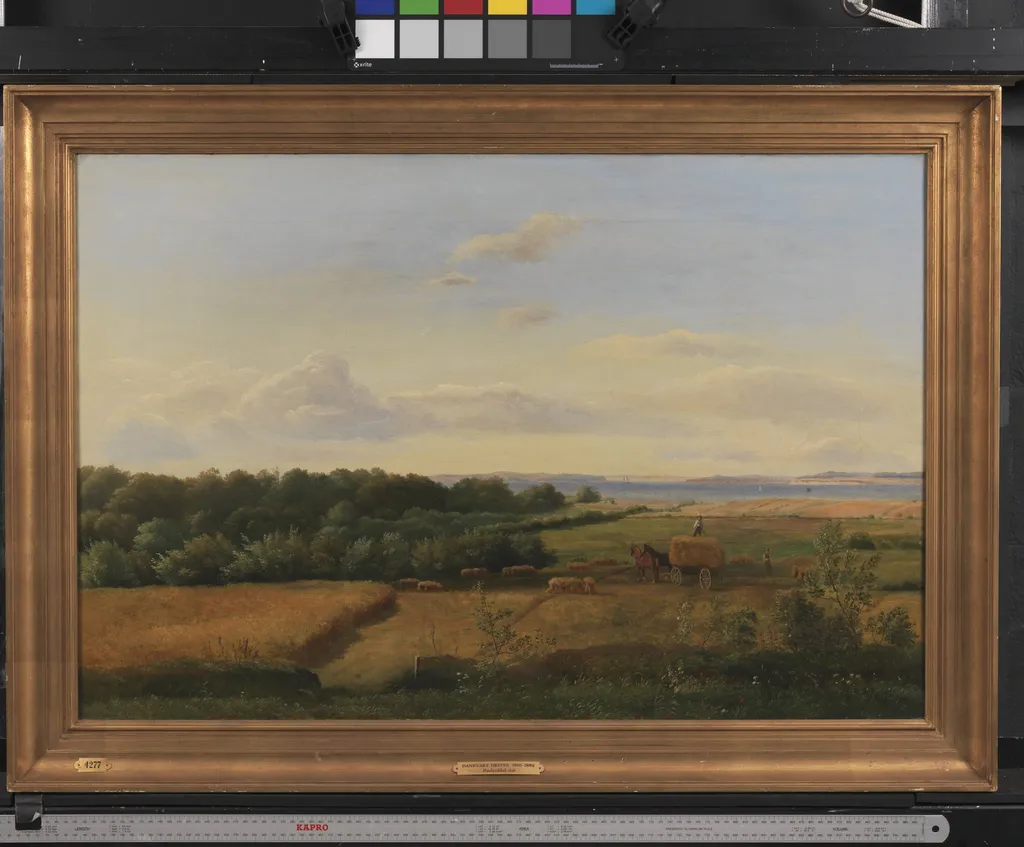 A Funen Landscape at Harvest Time with Wedellsborghoved in the Background, by Unknown, unspecified, 1846