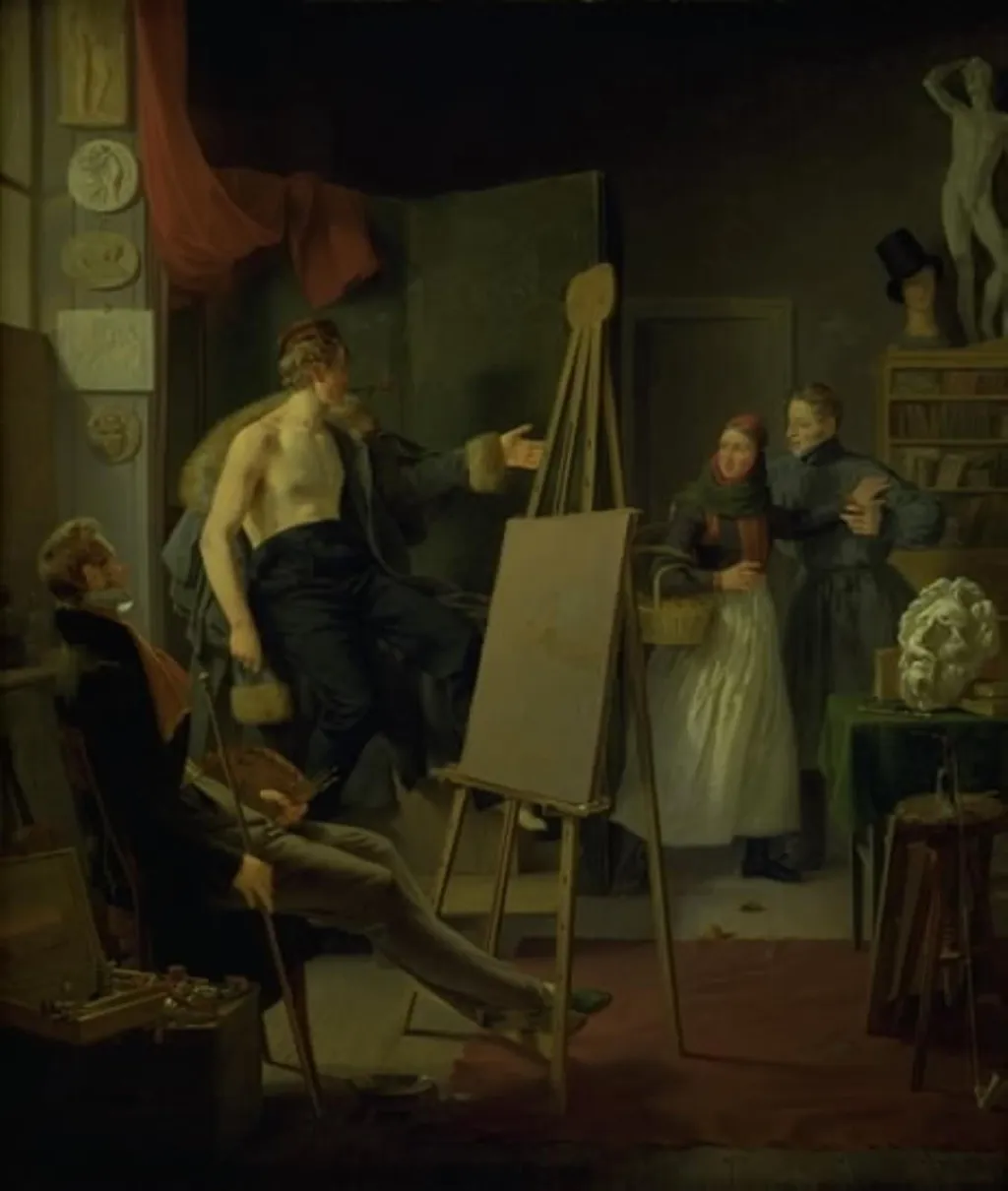 A Girl Selling Fruit in an Artist's Studio, by Unknown, 1828