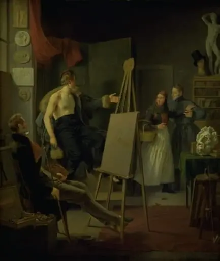 A Girl Selling Fruit in an Artist's Studio, by Unknown