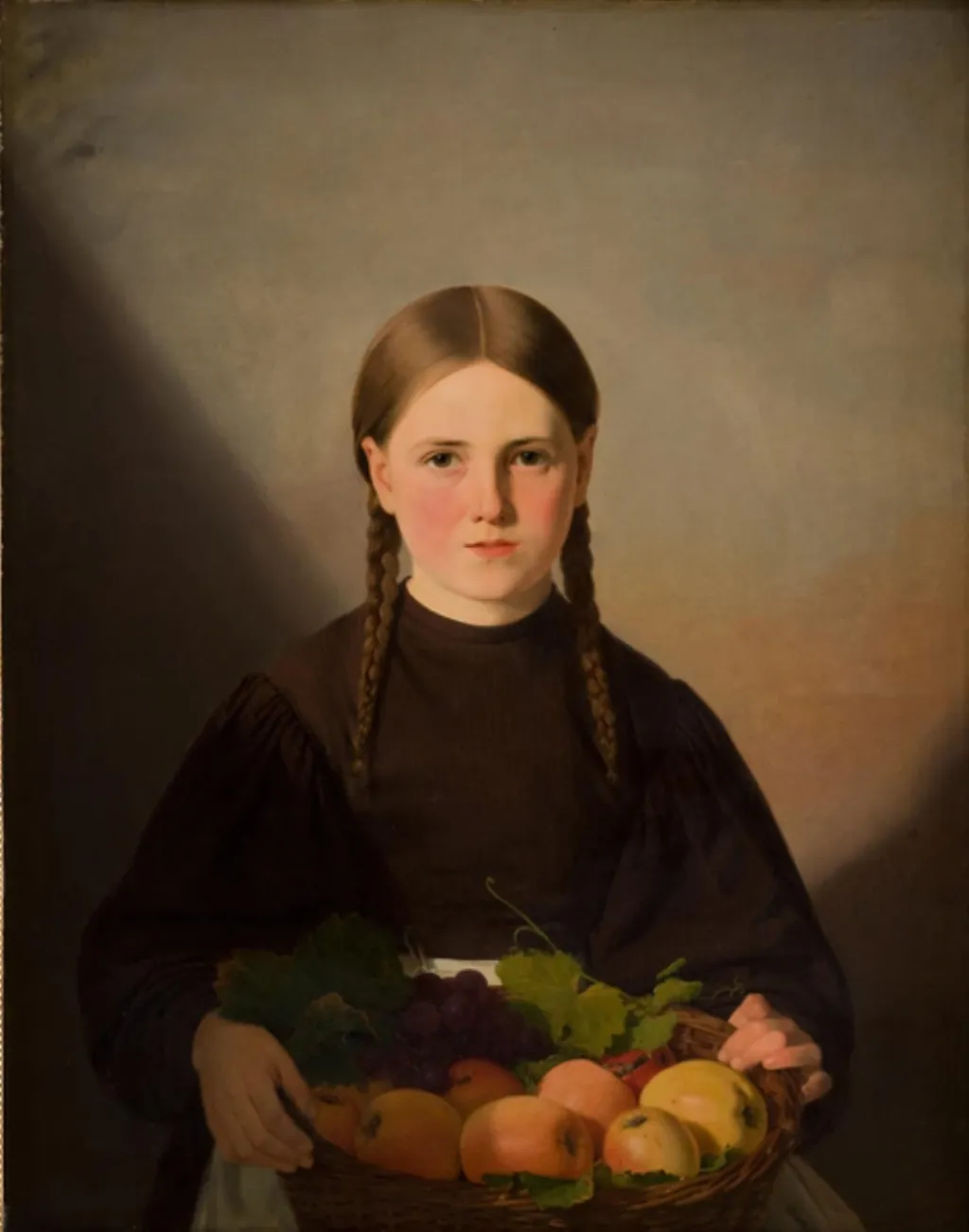 A Girl with a Basket of Fruits, by Unknown, 1850